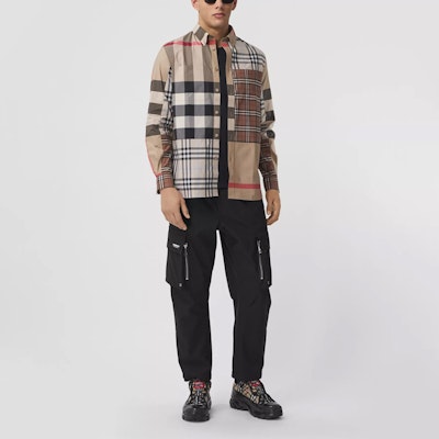 버버리 클래식 체크 남성용 루즈핏 코튼 셔츠 라이트 아몬드 색상 80386381 Shop 버버리 클래식 체크 남성용 루즈핏 코튼 셔츠 라이트 아몬드 색상 80386381