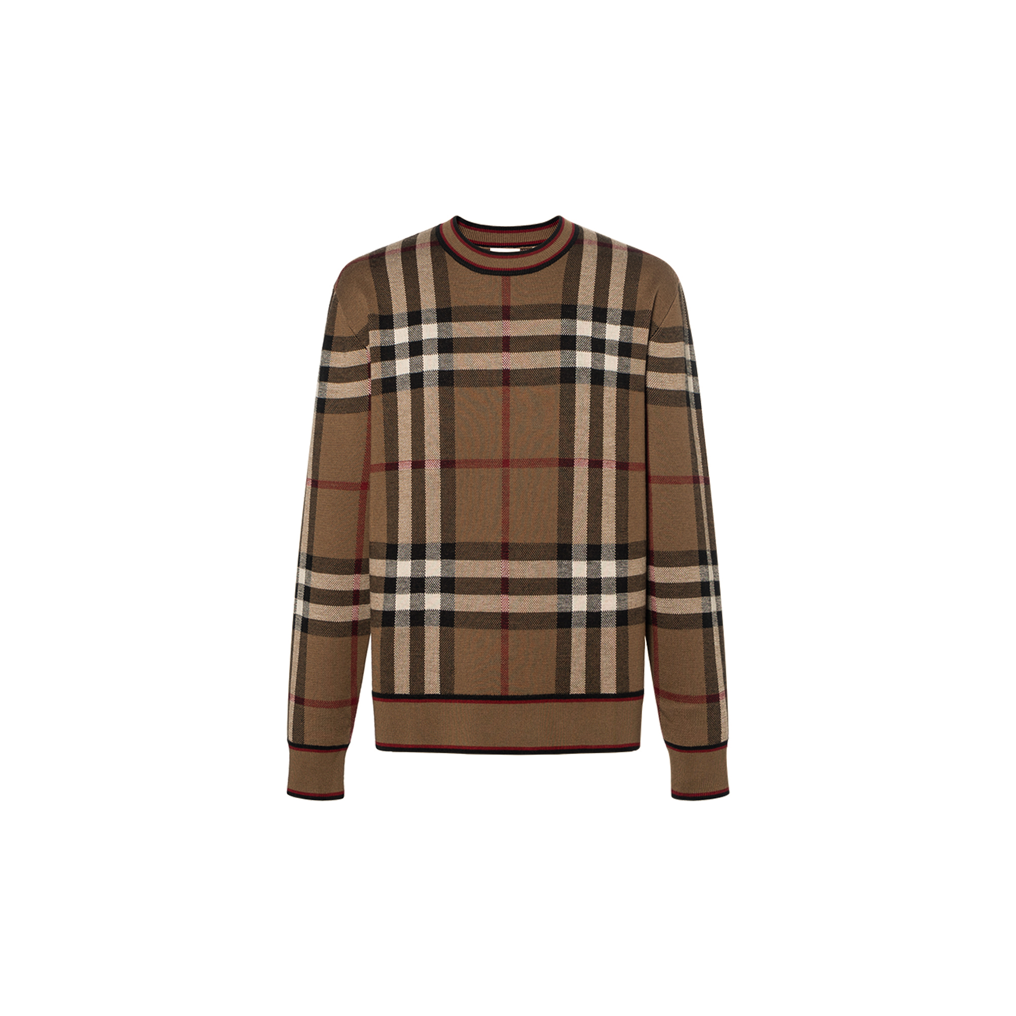 Burberry Classic Check Merino Wool Sweater Birch Brown 80366031