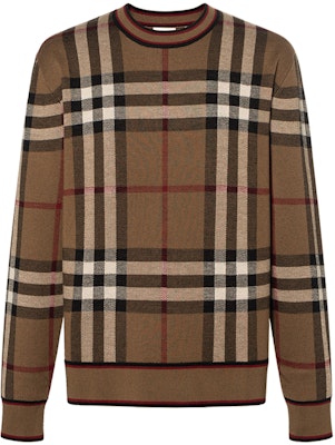 버버리 클래식 체크 메리노 울 스웨터 버치 브라운 80366031 Buy 버버리 클래식 체크 메리노 울 스웨터 버치 브라운 80366031