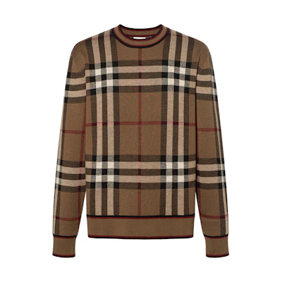 Burberry Classic Check Merino Wool Sweater Birch Brown 80366031