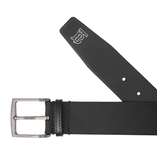 Burberry Classic Check Pattern Leather Belt Black for Men 4cm Wide 8057670 圖 5