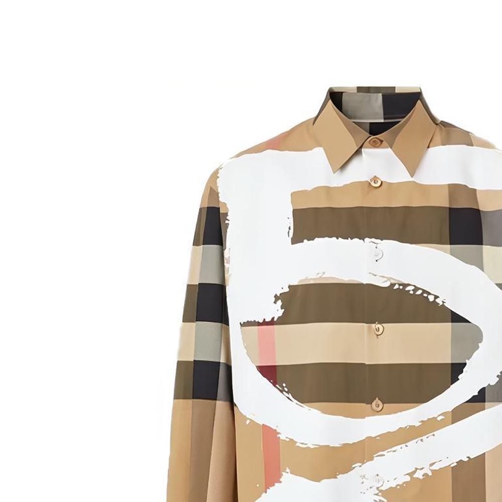 Burberry Classic Check Printed Stretch Long Sleeve Shirt in Archive Beige 80375281 圖 6