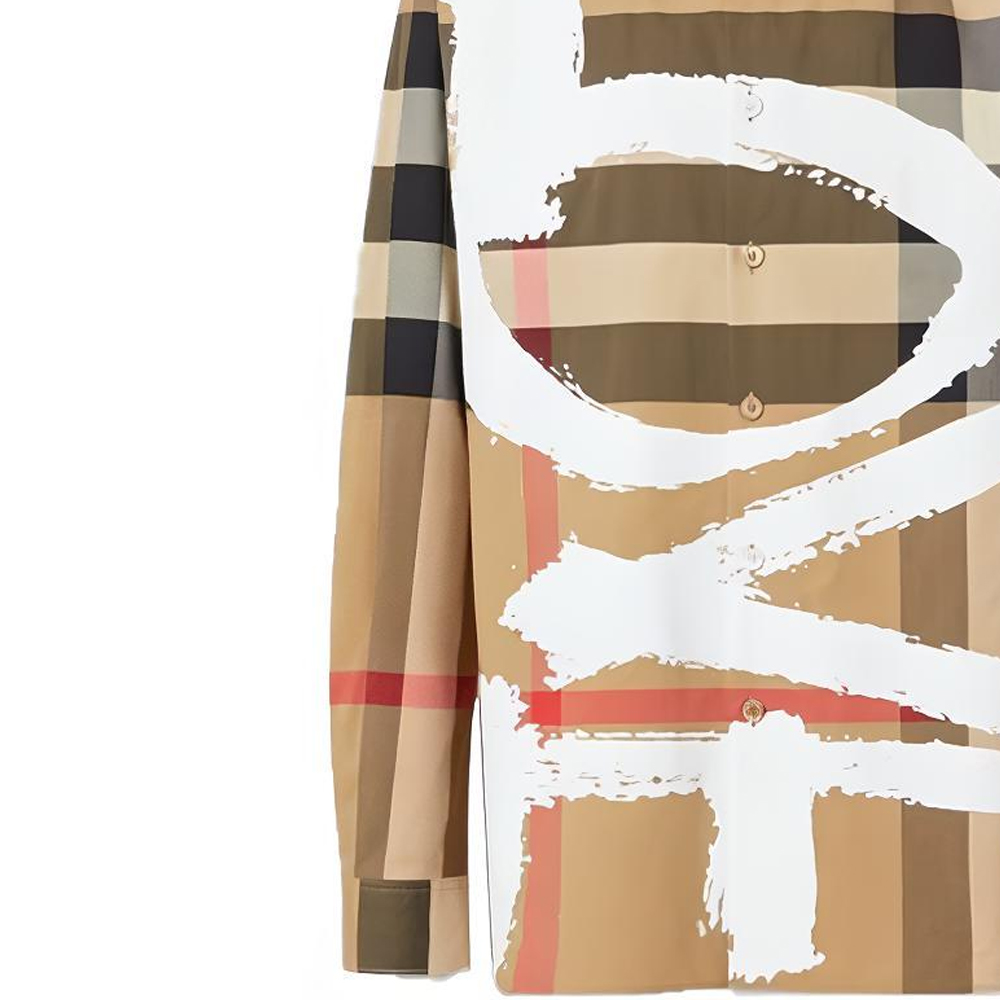 Burberry Classic Check Printed Stretch Long Sleeve Shirt in Archive Beige 80375281 圖 7