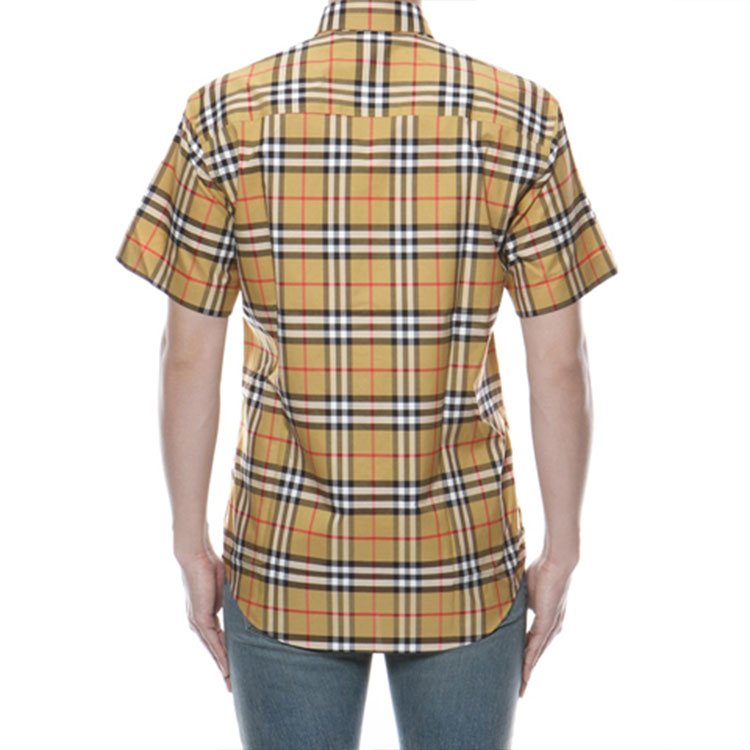 Purchase Camisa Burberry Clásica Cuadros Unisex Manga Corta Amarillo Vintage 80222651