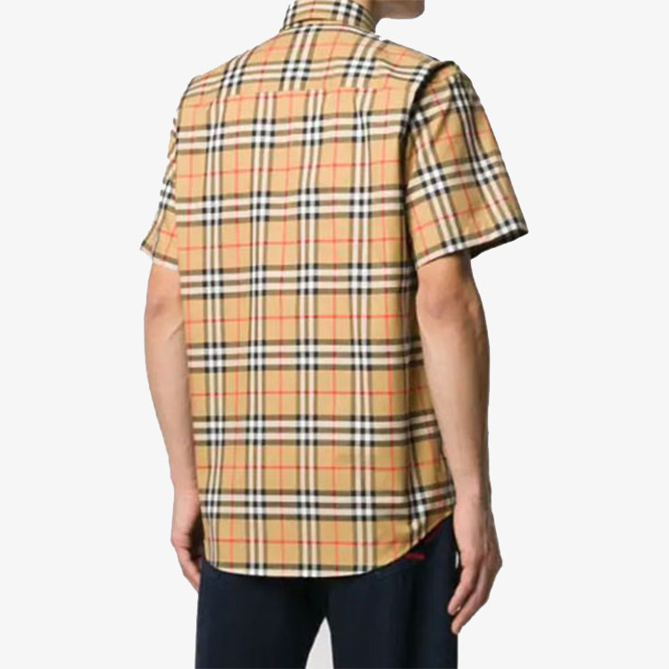 Details for Camisa Burberry Clásica Cuadros Unisex Manga Corta Amarillo Vintage 80222651