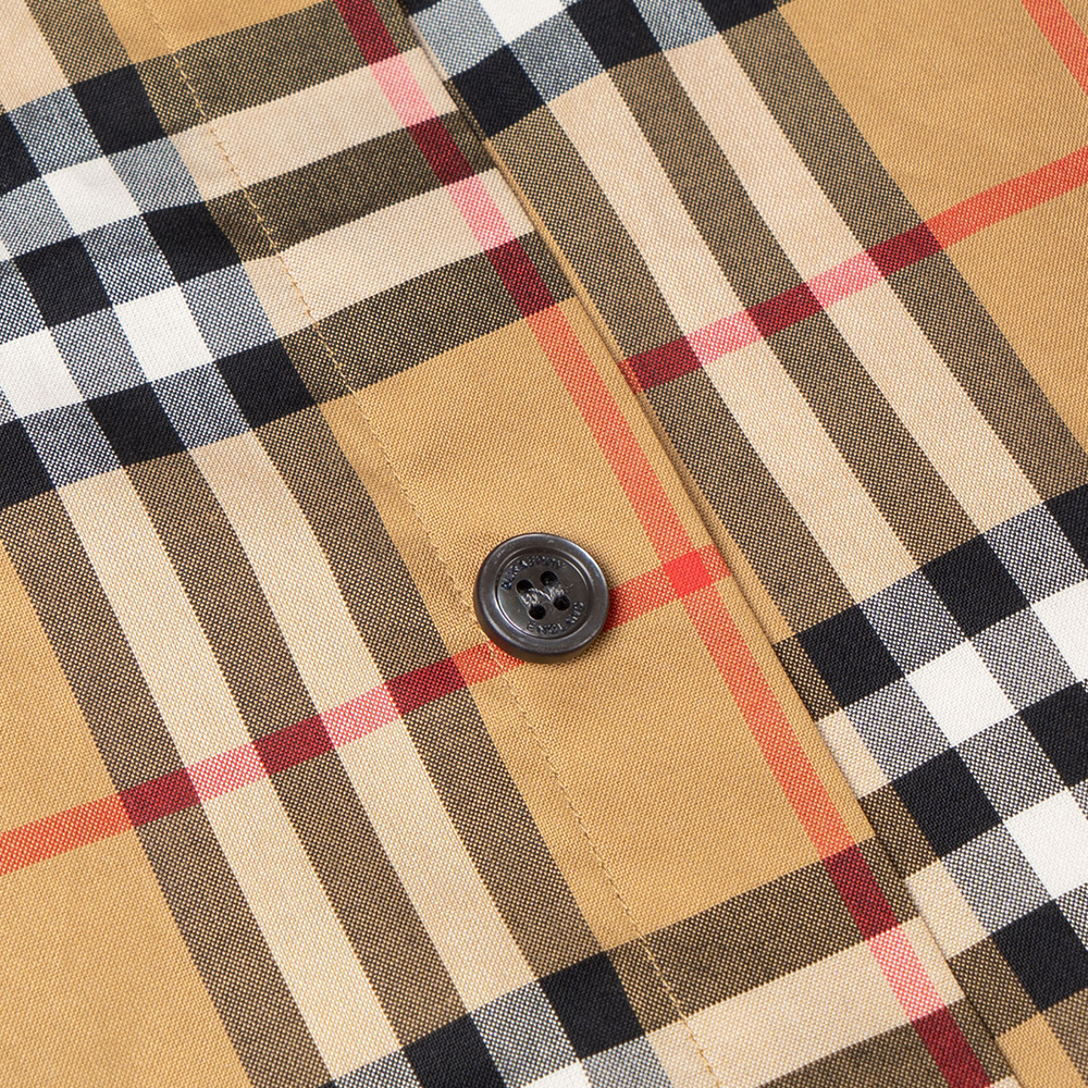 Cheap Camisa Burberry Clásica Cuadros Unisex Manga Corta Amarillo Vintage 80222651