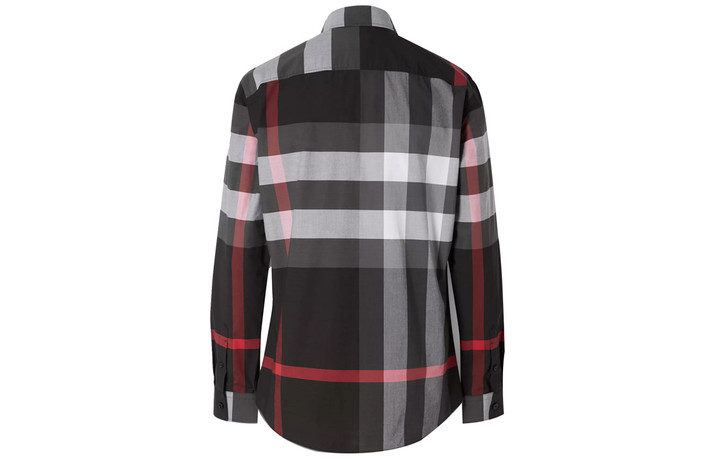 Lookbook Kemeja Burberry Classic Check Stretch Cotton Poplin Kelabu Arang. 80237721