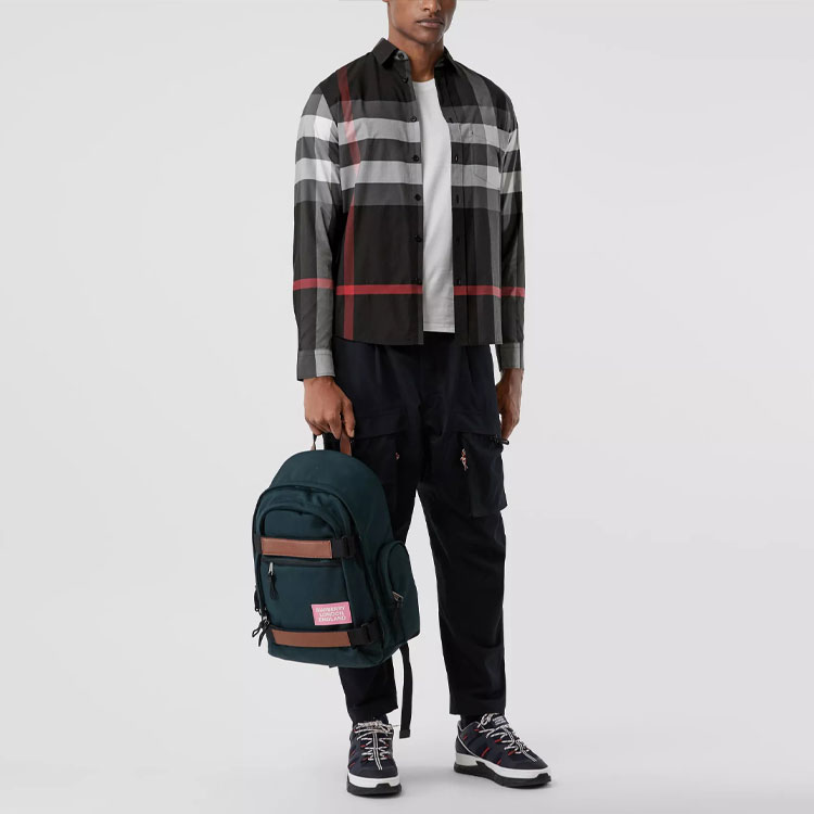 Shop Kemeja Burberry Classic Check Stretch Cotton Poplin Kelabu Arang. 80237721