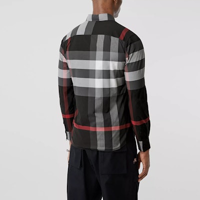 Burberry Classic Check Stretch Cotton Poplin Shirt Charcoal Gray 80237721 Purchase Burberry Classic Check Stretch Cotton Poplin Shirt Charcoal Gray 80237721