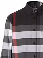 Sizing Burberry 經典格紋彈性純棉襯衫 深炭灰 80237721