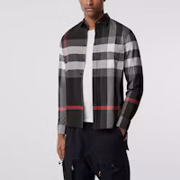 Cheap Burberry 經典格紋彈性純棉襯衫 深炭灰 80237721