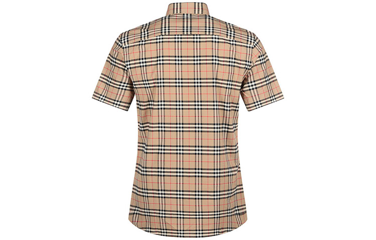 Lookbook Kemeja Lengan Pendek Burberry Classic Check Lelaki Khaki 80209651