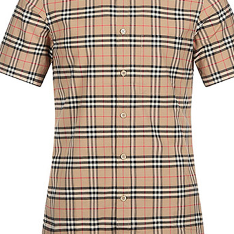 Details for Kemeja Lengan Pendek Burberry Classic Check Lelaki Khaki 80209651