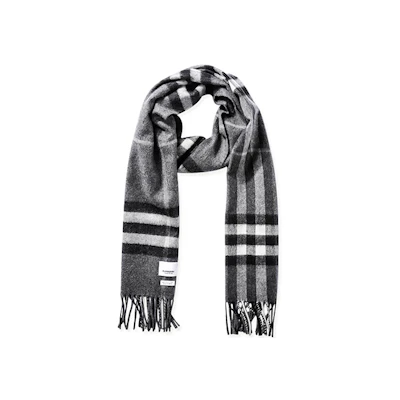 Burberry Classic Check Wool Scarf Unisex Couple Style Black Grey. 80155411