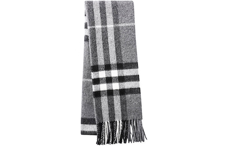 Burberry Classic Check Wool Scarf Unisex Couple Style Black Grey. 80155411 圖 3