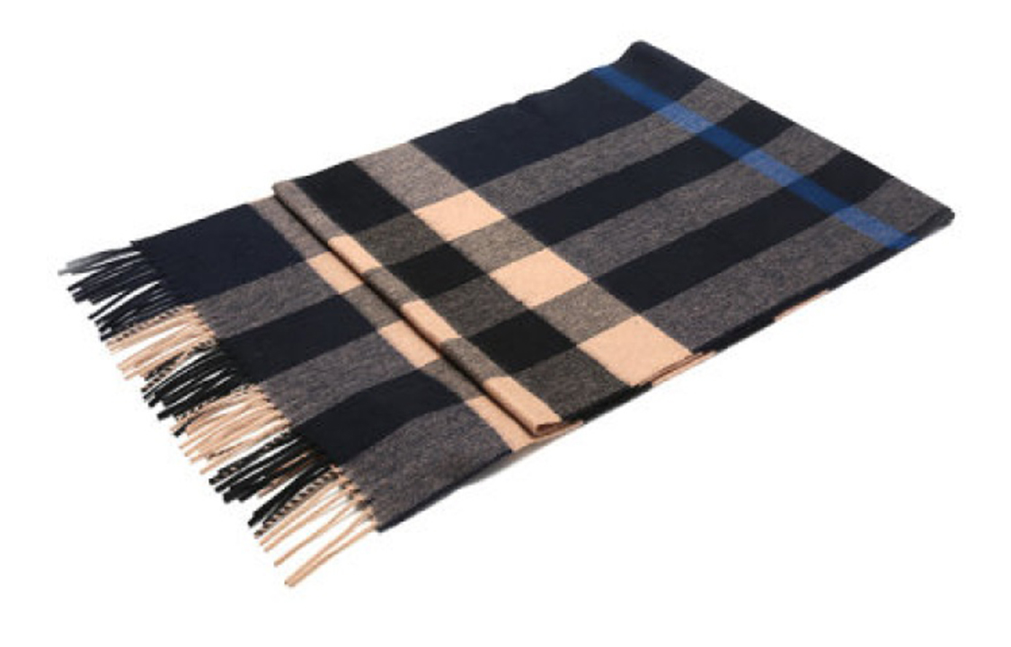 Burberry Classic Check Wool Scarf Unisex Indigo/Mid Camel 80223461 圖 5