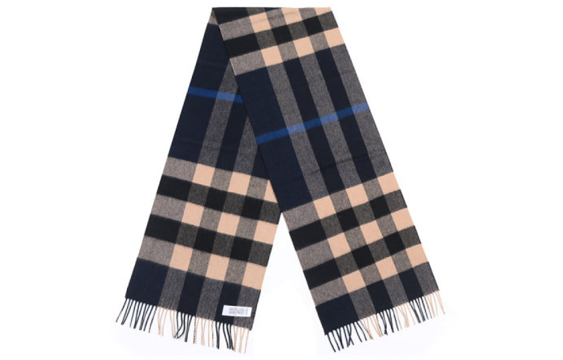 Burberry Classic Check Wool Scarf Unisex Indigo/Mid Camel 80223461 圖 6