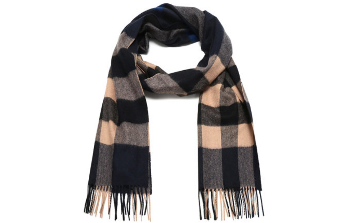 Burberry Classic Check Wool Scarf Unisex Indigo/Mid Camel 80223461 圖 7