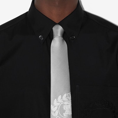 Burberry Classic Cut Equestrian Knight Print Tie Grey 80664191 Shop Burberry Classic Cut Equestrian Knight Print Tie Grey 80664191