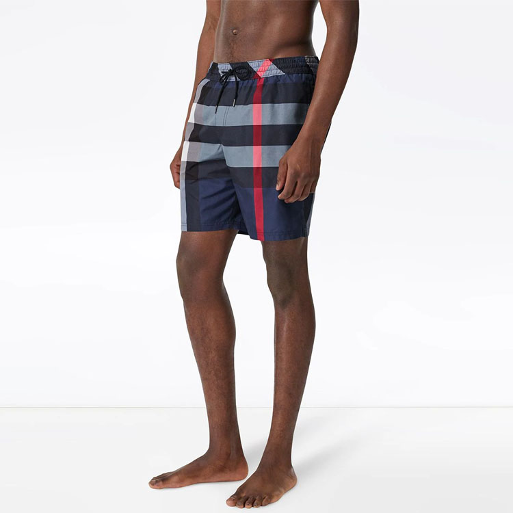 Purchase Burberry Classic Drawstring Checkered Navy Swim Shorts 80138791