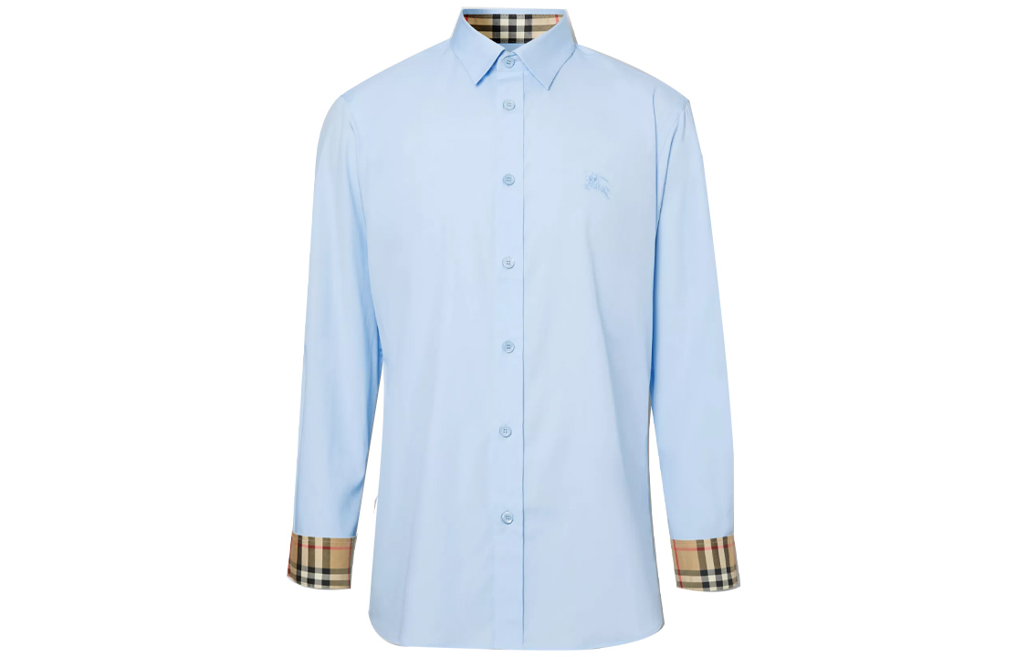 Burberry Classic Fit Embroidered Horse Oxford Shirt Sky Blue 80245241