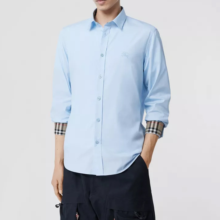 Burberry Classic Fit Embroidered Horse Oxford Shirt Sky Blue 80245241 圖 3