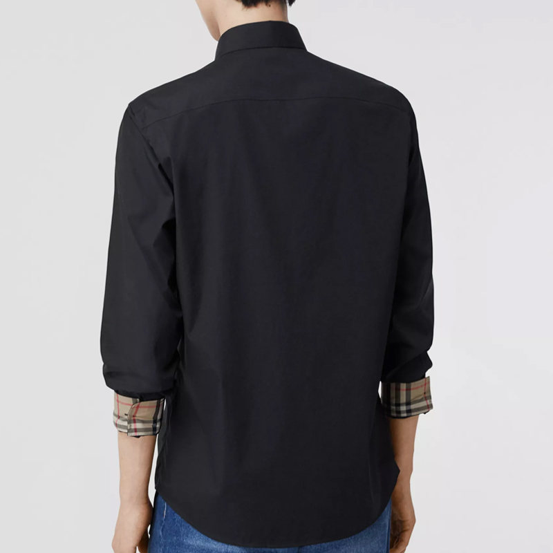 Shop 버버리 클래식 말 로고 긴팔 셔츠 블랙 80245261