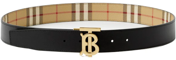 Lookbook Burberry 經典 logo 雙面皮帶 棕色 3.5CM 寬 80702861