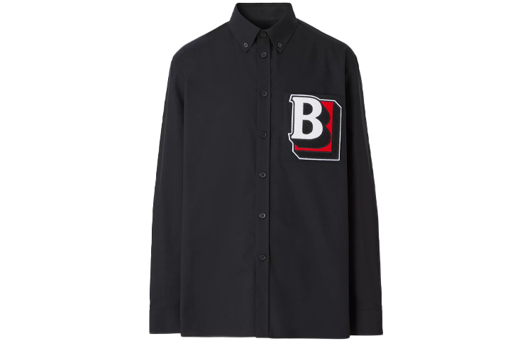 Burberry Classic Logo Shadow Embroidery Long Sleeve Shirt Black 80481181 圖 2