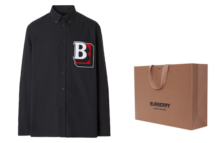 Burberry Classic Logo Shadow Embroidery Long Sleeve Shirt Black 80481181 圖 3