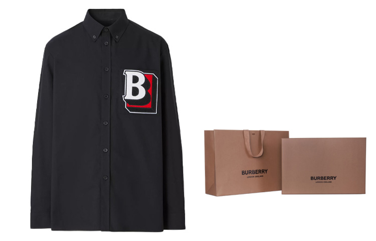 Burberry Classic Logo Shadow Embroidery Long Sleeve Shirt Black 80481181 圖 4