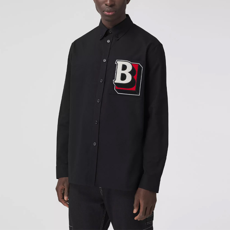 Burberry Classic Logo Shadow Embroidery Long Sleeve Shirt Black 80481181 圖 6
