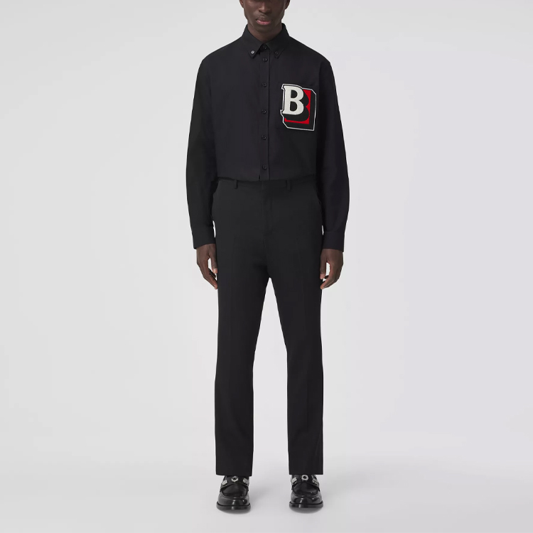 Burberry Classic Logo Shadow Embroidery Long Sleeve Shirt Black 80481181 圖 7