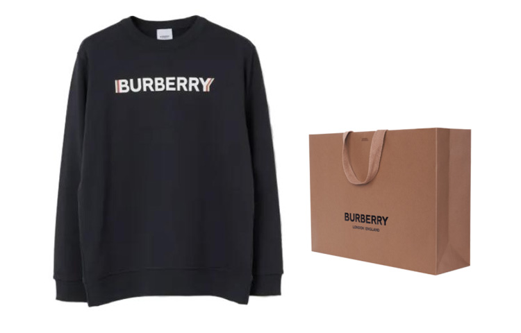 Cheap Burberry Classic Multicolor Logo Print Crewneck Sweatshirt Navy Blue (). 80688061