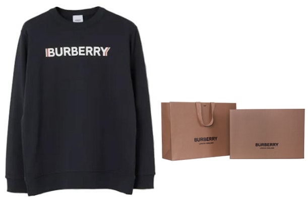 Burberry Classic Multicolor Logo Print Crewneck Sweatshirt Navy Blue (). 80688061 1