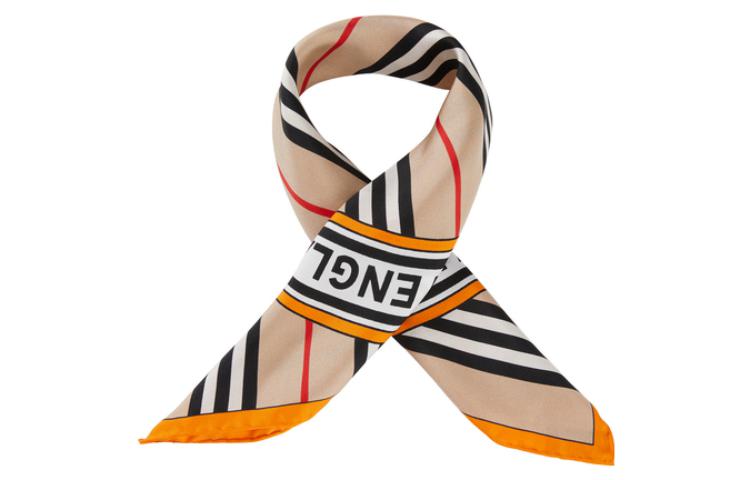 Burberry Classic Multicolor Silk Scarf Unisex Couples - Khaki 80308951 圖 2