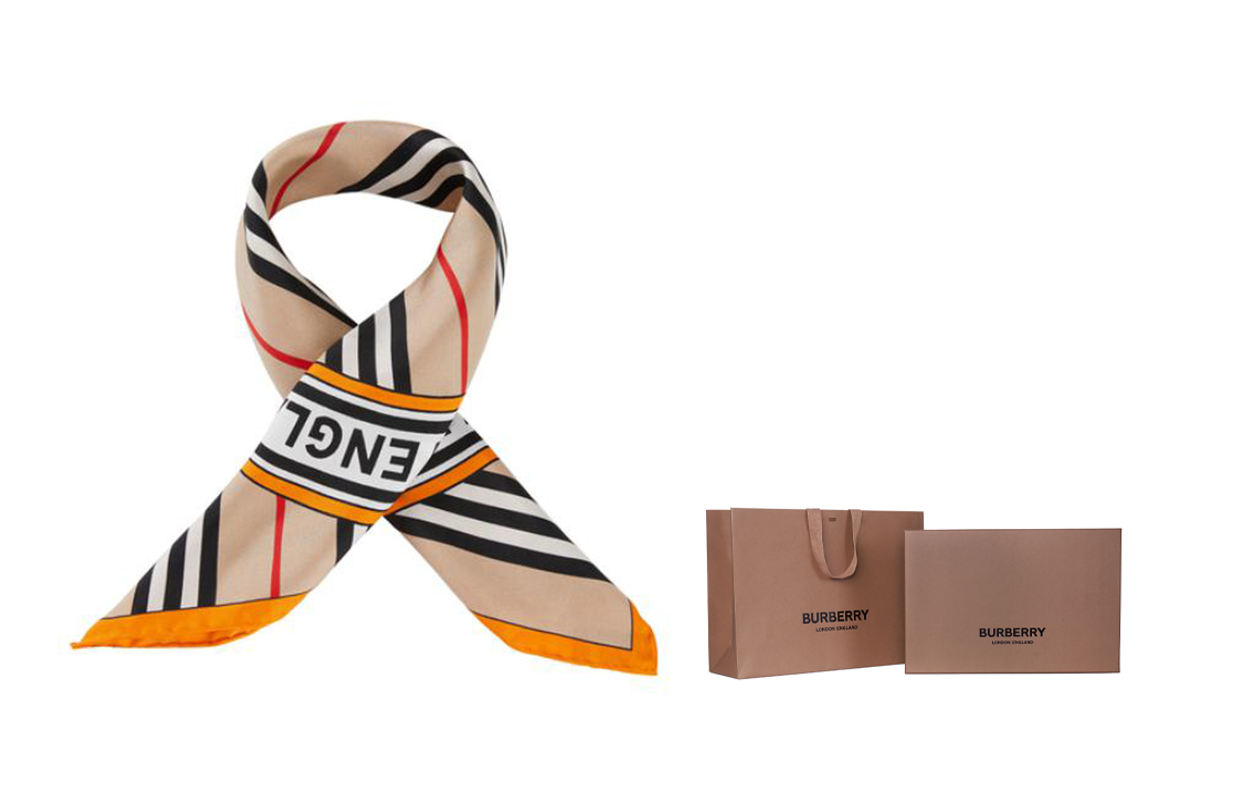 Burberry Classic Multicolor Silk Scarf Unisex Couples - Khaki 80308951 圖 8