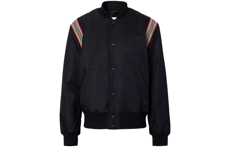 Burberry Classic Striped Shoulder Aviator Jacket in Black 80323621