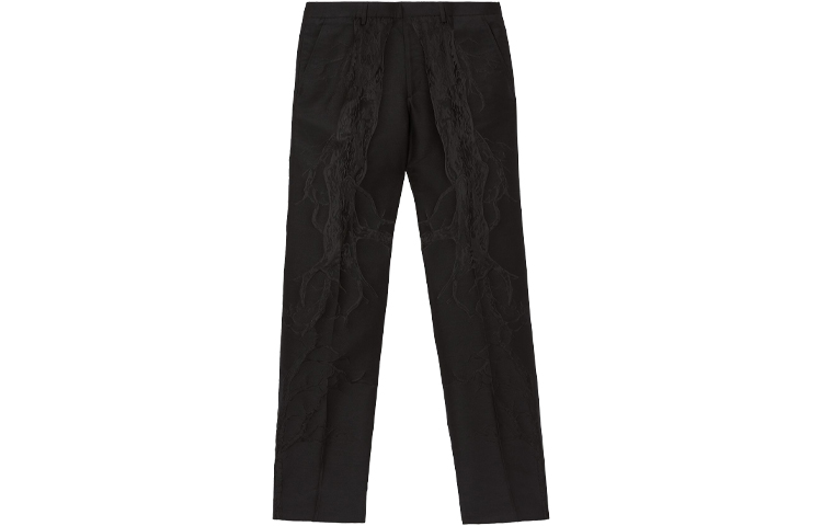 Order Burberry 經典剪裁提花羊毛混紡直筒長褲 男款 黑色 80415351