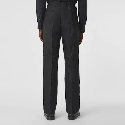 Burberry 經典剪裁提花羊毛混紡直筒長褲 男款 黑色 80415351 Purchase Burberry 經典剪裁提花羊毛混紡直筒長褲 男款 黑色 80415351