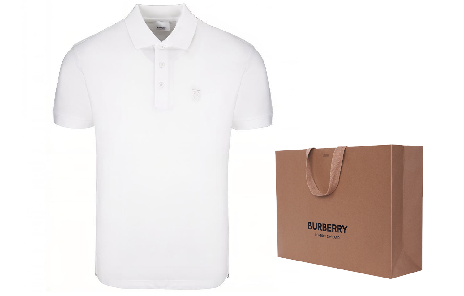 Lookbook Burberry Klasik Polo Lengan Pendek Logo TB Putih 8014005