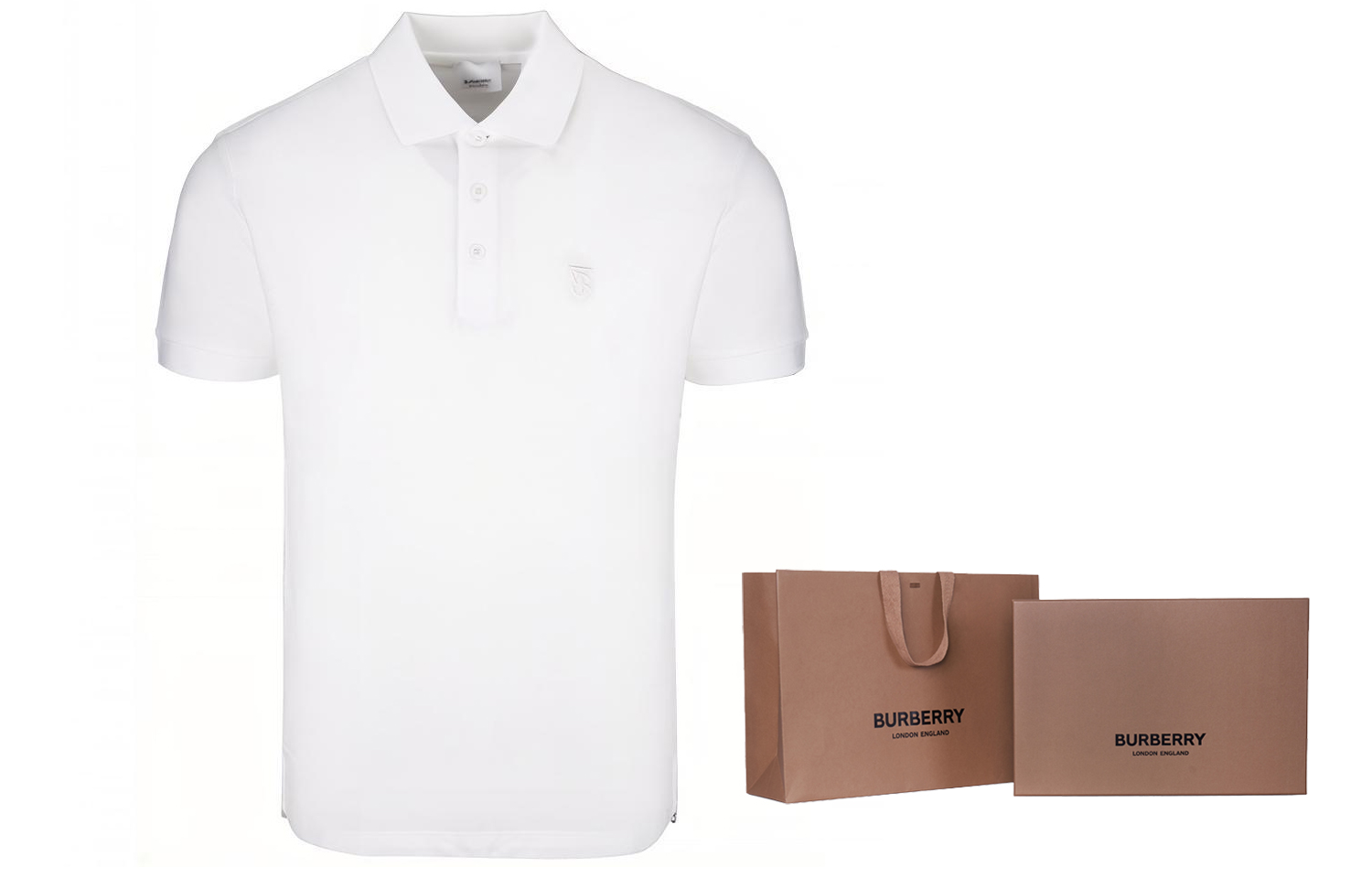 Shop Burberry Klasik Polo Lengan Pendek Logo TB Putih 8014005