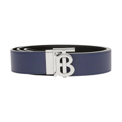 Burberry Classic TB Logo Smooth Calf Leather Belt for Men Blue 35CM Wide 80432461