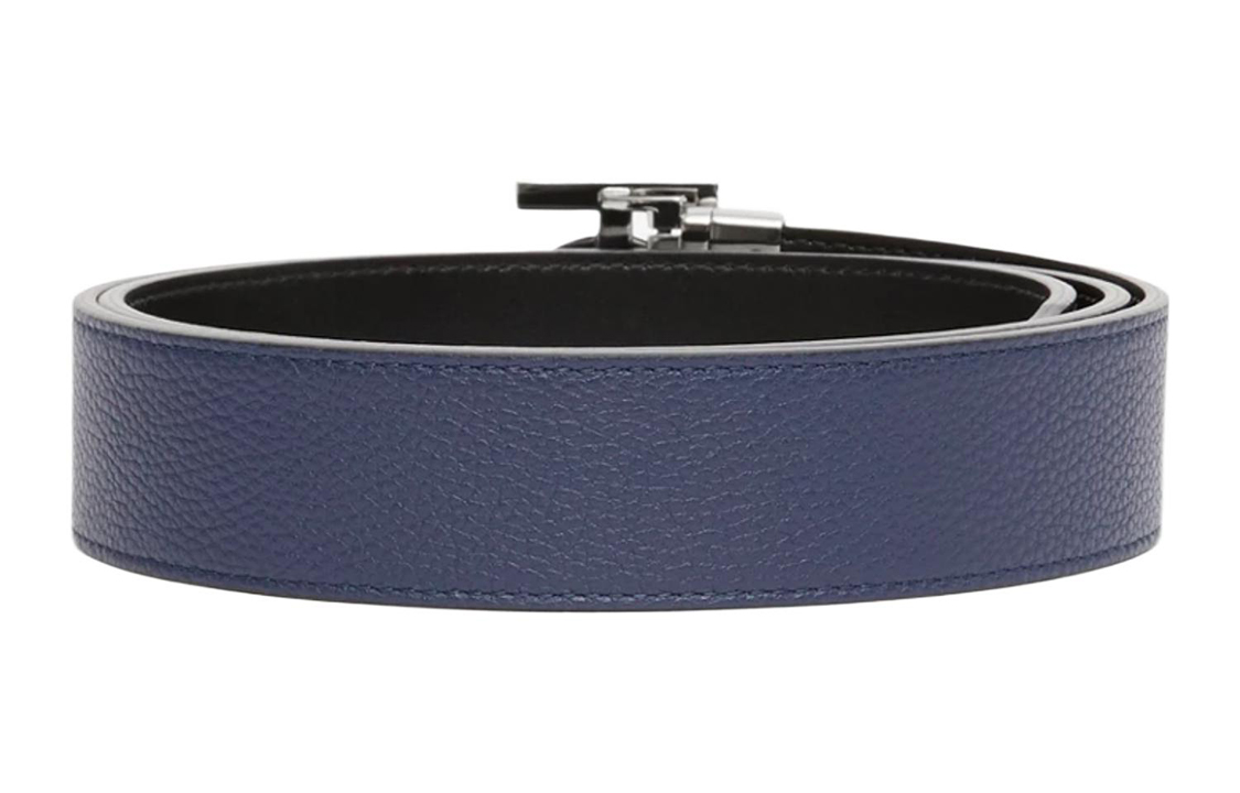 Lookbook Burberry 經典TB標誌平滑小牛皮男士腰帶 藍色 35CM寬 80432461