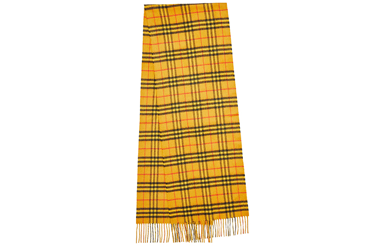 Burberry Classic Vintage Check Cashmere Scarf Unisex Yellow 4080017