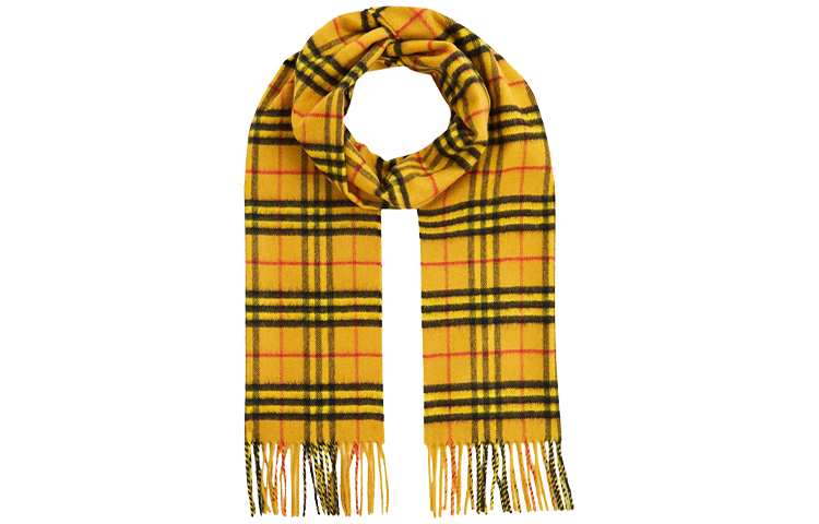 Burberry Classic Vintage Check Cashmere Scarf Unisex Yellow 4080017 圖 3