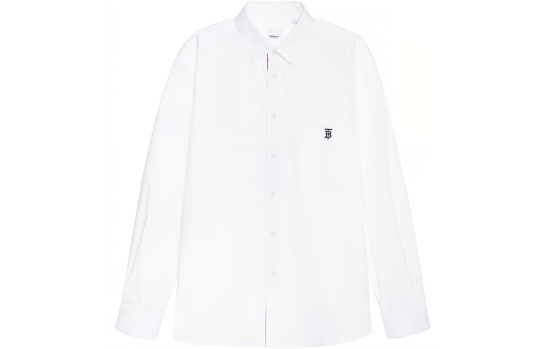 Burberry Classic White Cotton Long Sleeve Shirt with Logo - Spring Edition. 80430601