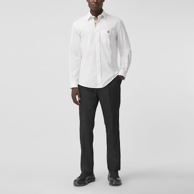 Burberry Kemeja Putih Lengan Panjang Katun dengan Logo - Edisi Musim Semi. 80430601 Shop Burberry Kemeja Putih Lengan Panjang Katun dengan Logo - Edisi Musim Semi. 80430601