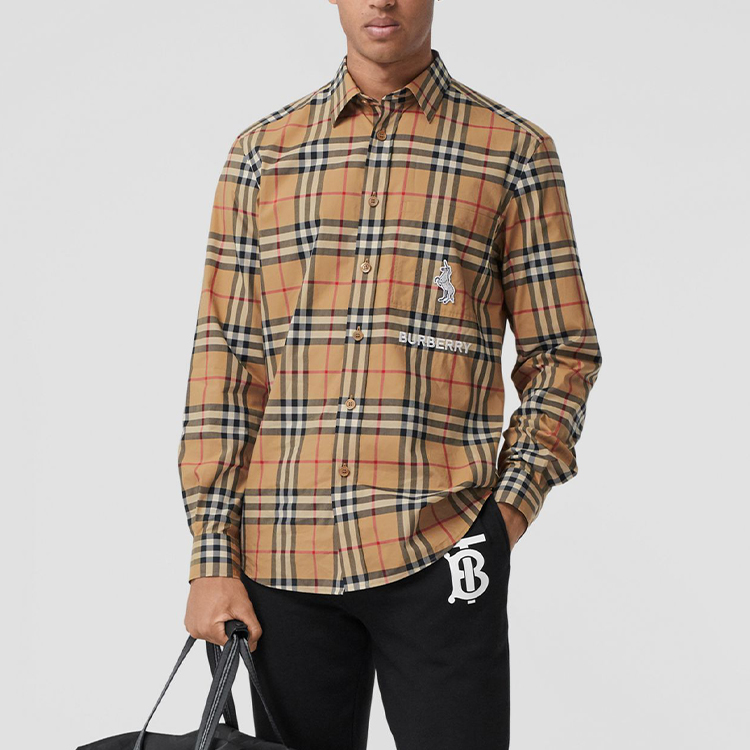 Burberry Classic Zebra Embroidered Check Shirt Archive Beige 80320641 圖 4