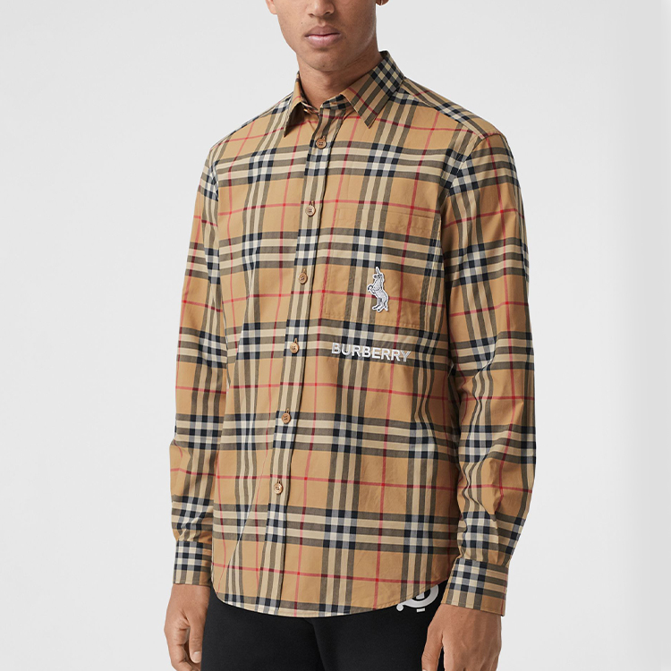 Burberry Classic Zebra Embroidered Check Shirt Archive Beige 80320641 圖 5